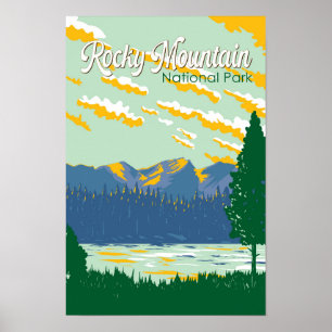 Poster Illustration de voyage du parc national de Rocky M