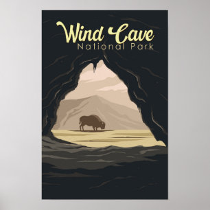 Poster Illustration de voyage du parc national de Wind Ca