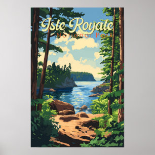 Poster Illustration de voyage du parc national d'Isle Roy