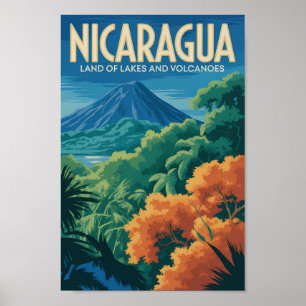 Poster Illustration de voyage du volcan du Nicaragua Art 