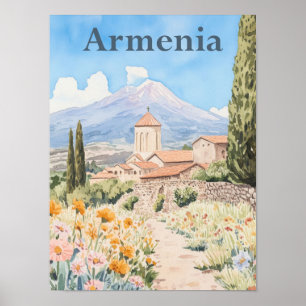 Poster Illustration de voyage en aquarelle arménienne