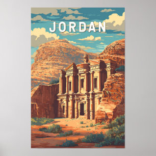 Poster Illustration de voyage en Jordanie Art vintage