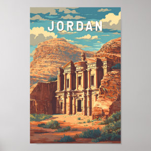 Poster Illustration de voyage en Jordanie Art vintage