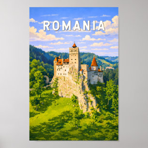 Poster Illustration de voyage en Roumanie Art vintage