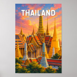 Poster Illustration de voyage en Thaïlande Art vintage
