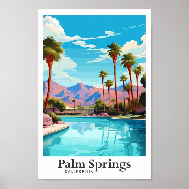 Poster Illustration de voyage Palm Springs en Californie (Devant)