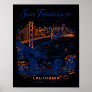 Poster Illustration de voyage panoramique vintage de San