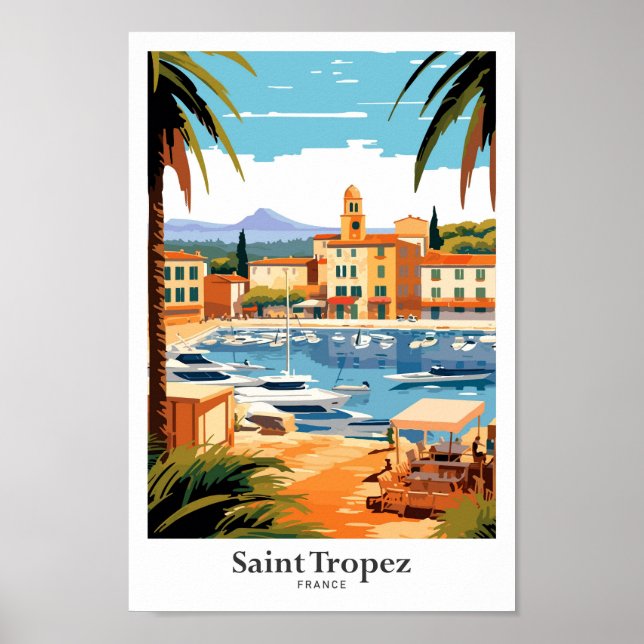 Poster Illustration de voyage Saint Tropez France (Devant)