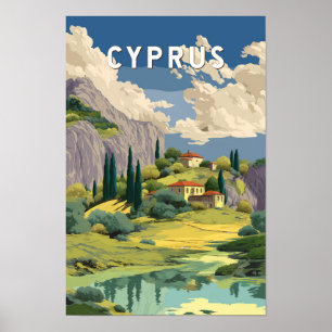 Poster Illustration de voyage vintage à Chypre