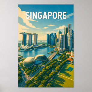 Poster Illustration de voyage vintage à Singapour