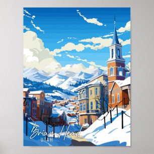 Poster Illustration de voyage vintage de Brian Head Utah