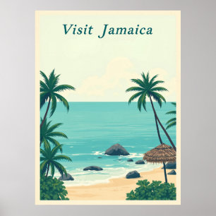 Poster Illustration de voyage vintage de Jamaïque