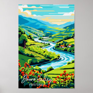 Poster Illustration de voyage vintage Douro Valley Portug