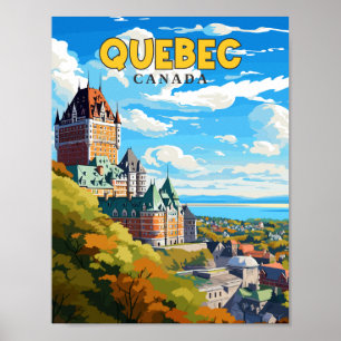 Poster Illustration de voyage vintage du Québec Canada