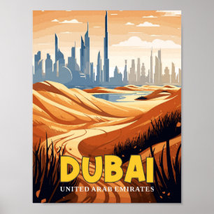 Poster Illustration de voyage vintage Dubaï UAE