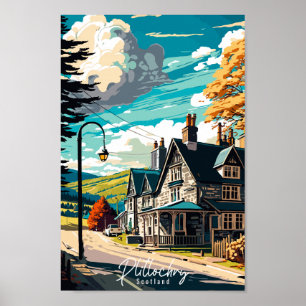 Poster Illustration de voyage vintage en Écosse Plitlochr