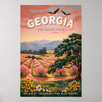Illustration de voyage vintage Géorgie pays