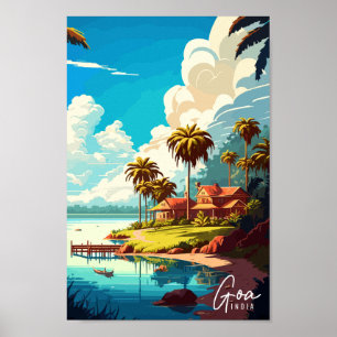 Poster Illustration de voyage vintage Goa India