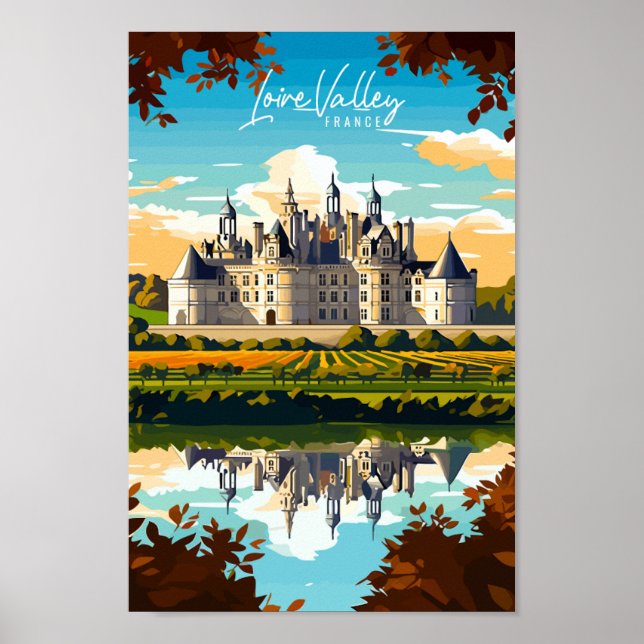 Poster Illustration de voyage vintage Loire Valley France (Devant)