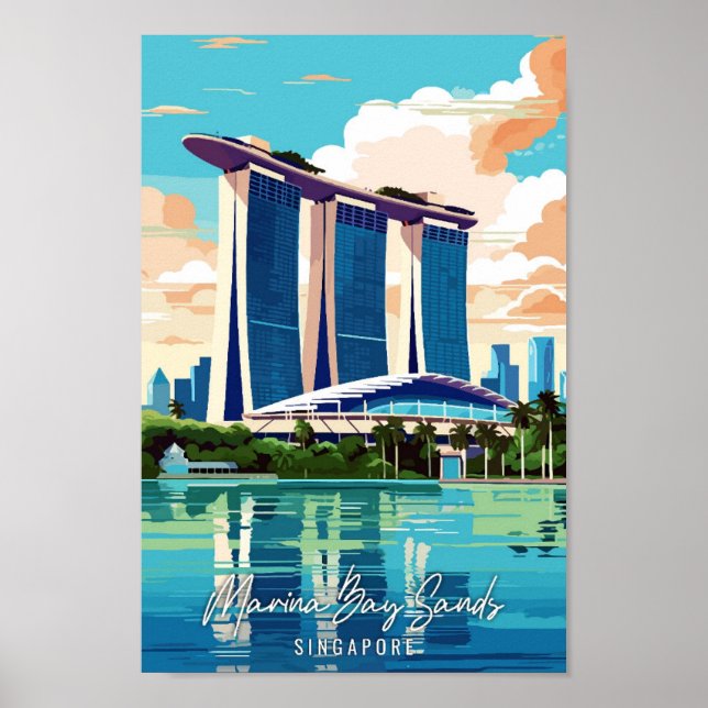 Poster Illustration de voyage vintage Marina Bay Sands Ar (Devant)