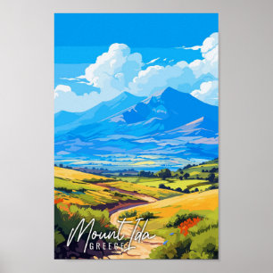 Poster Illustration de voyage vintage Mount Ida Greece