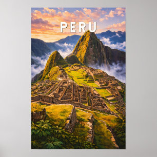 Poster Illustration de voyage vintage Pérou
