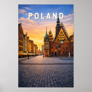 Poster Illustration de voyage vintage Pologne