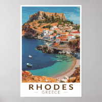 Illustration de voyage vintage Rhodes Grèce