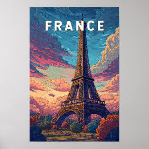 Poster Illustration de voyage vintage sur la France