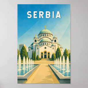 Poster Illustration de voyage vintage sur la Serbie