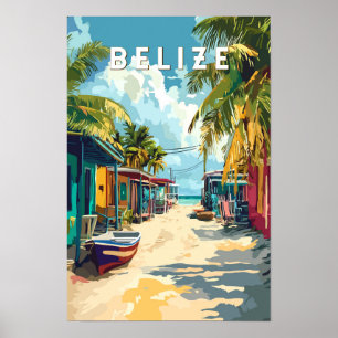 Poster Illustration de voyage vintage sur le Belize