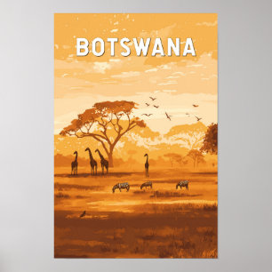 Poster Illustration de voyage vintage sur le Botswana
