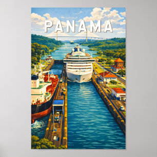 Poster Illustration de voyage vintage sur Panama