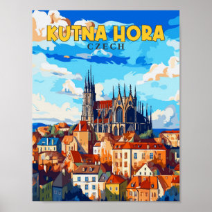 Poster Illustration de voyage vintage tchèque Kutna Hora