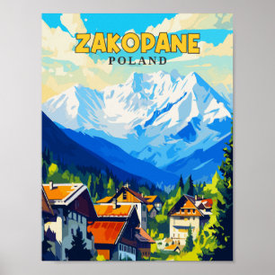 Poster Illustration de voyage vintage Zakopane Pologne