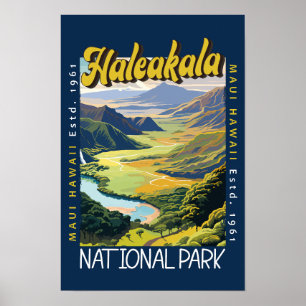 Poster Illustration délabrée du parc national de Haleakal