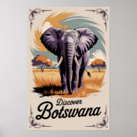 Illustration d'éléphant au Botswana Art de voyage