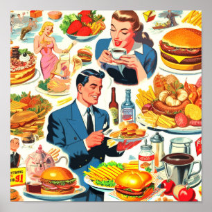 Poster Illustration des bandes dessinées alimentaires des