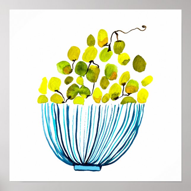 Poster Illustration des fruits de l'aquarelle des raisins (Devant)