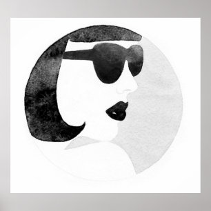 Poster Illustration des lunettes de soleil de femme à la 