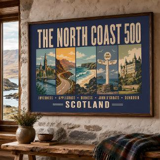 Poster Illustration des monuments de la North Coast 500 e