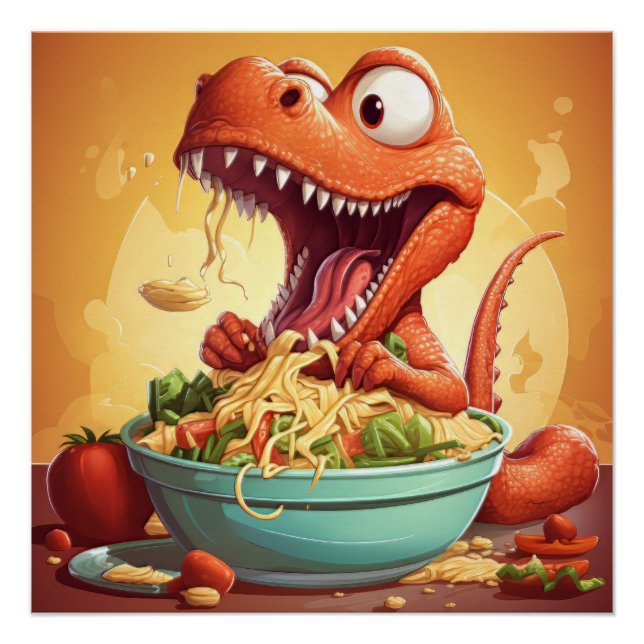 Poster Illustration des nouilles de dinosaure (Devant)
