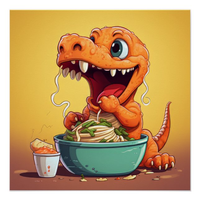 Poster Illustration des nouilles de dinosaure (Devant)