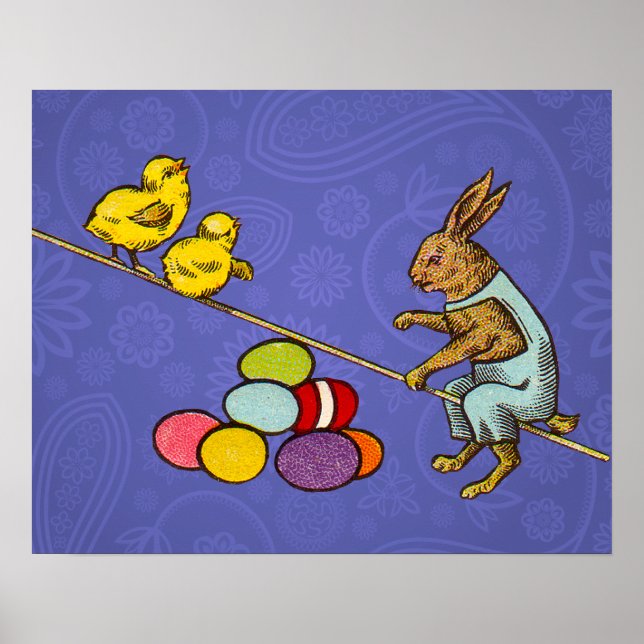 Poster Illustration des oeufs de poulets lapins de Pâques (Devant)