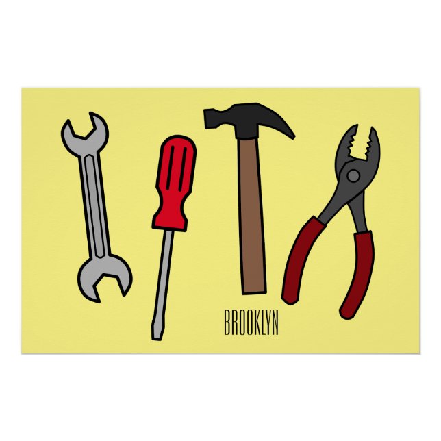 Poster Illustration des outils de menuiserie (Devant)