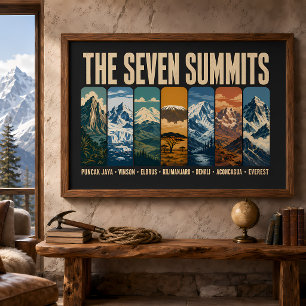 Poster Illustration des sept sommets montagnards