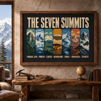 Poster Illustration des sept sommets montagnards