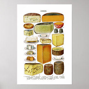 Poster Illustration des variétés vintages de fromage vict