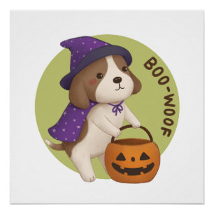 Poster Illustration d'Halloween : Boo-Woof (Beagle)