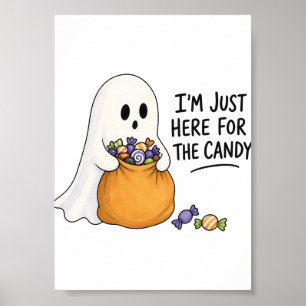 Poster Illustration d'Halloween Fantôme juste ici pour le